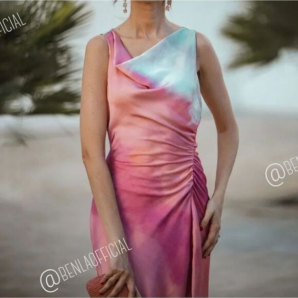 NWT ZARA Benla TIE DYEβPRINT MIDI DRESS - Picture 6 of 13